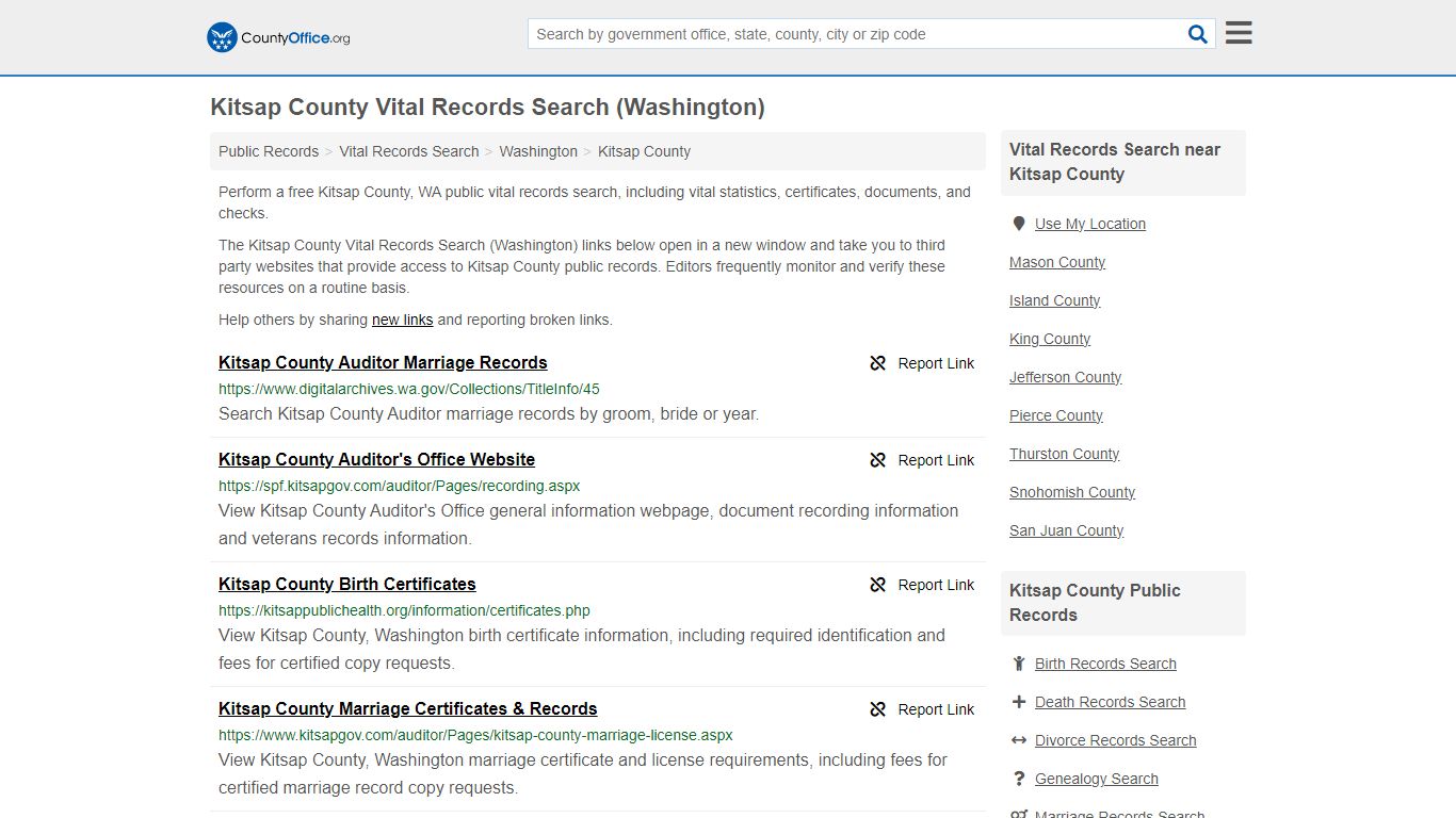 Kitsap County Vital Records Search (Washington) - County Office